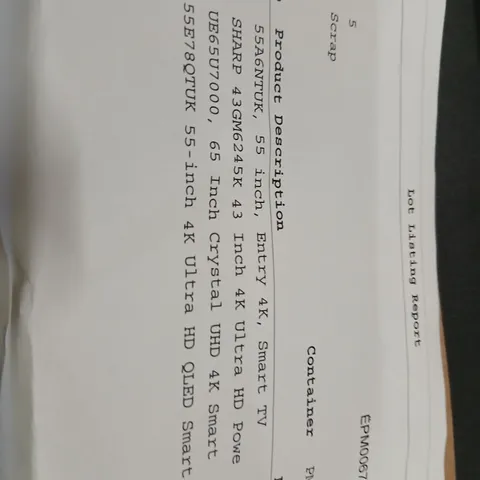 PALLET OF APPROXIMATELY FIVE DAMAGED TVS TO INCLUDE: