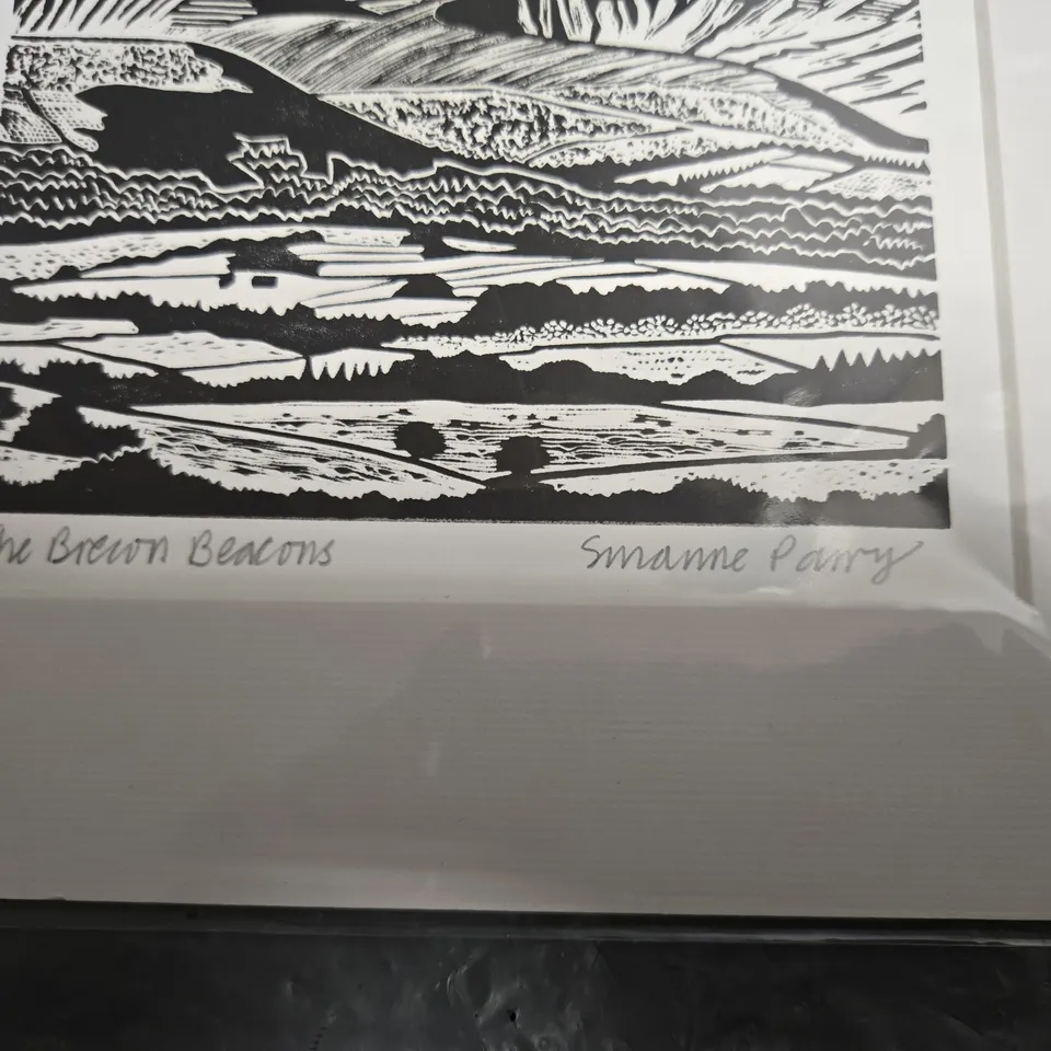 THE BROWN BEACONS - ORIGINAL LINOCUT PRINT BY SUZANNE PARRY