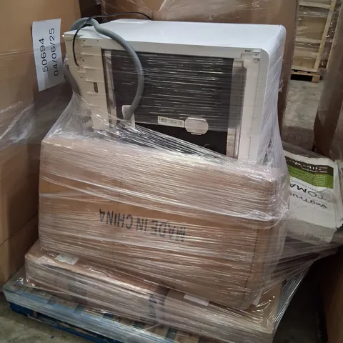PALLET OF ASSORTED DESIGNER FURNITURE AND ACCESSORIES TO INCLUDE; VEG TRUG TOMATO GREEN HOUSE, INDESIT DISHWASHER AND DRESSING TABLE WITH MIRROR