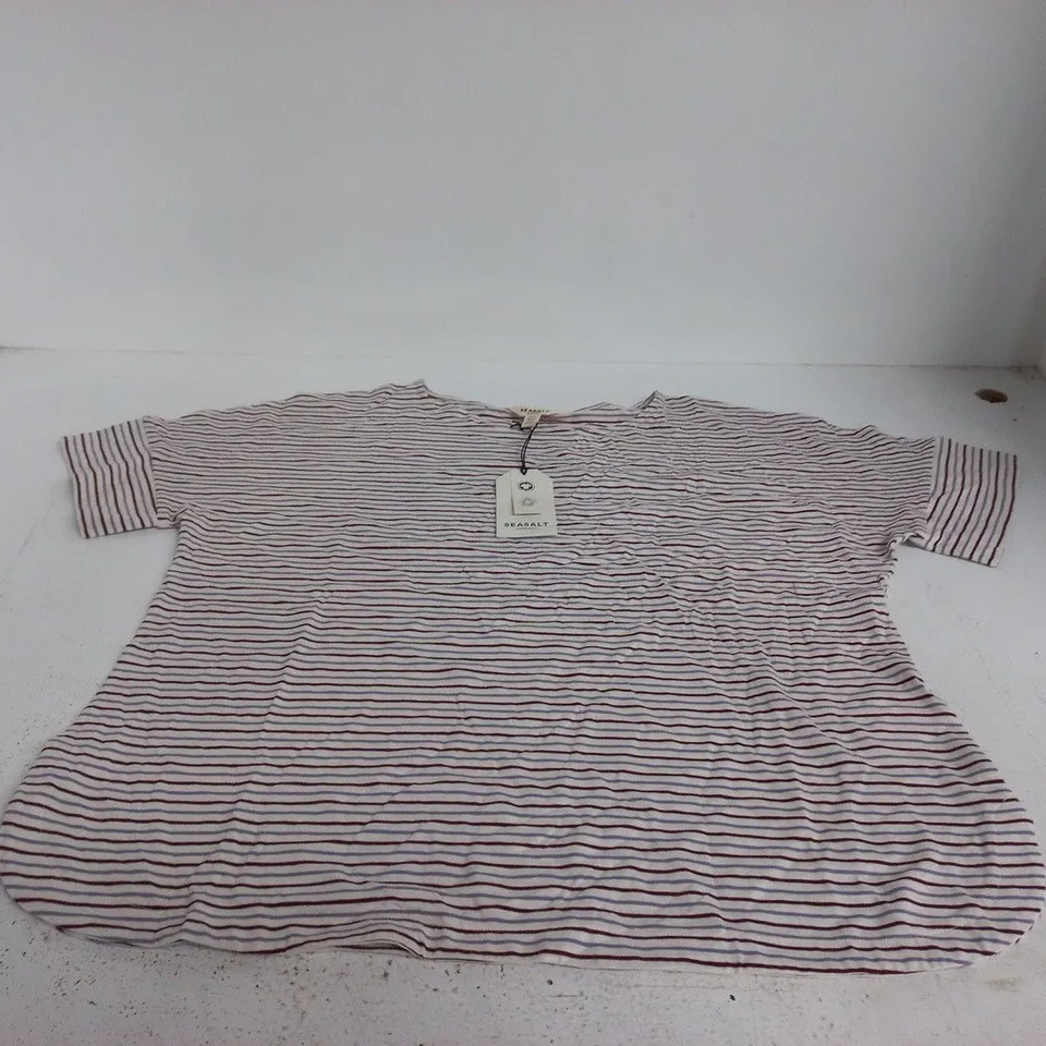 SEASALT CORNWALL BRYHER VIEW T-SHIRT – WOMEN'S STRIPE, UK SIZE 18