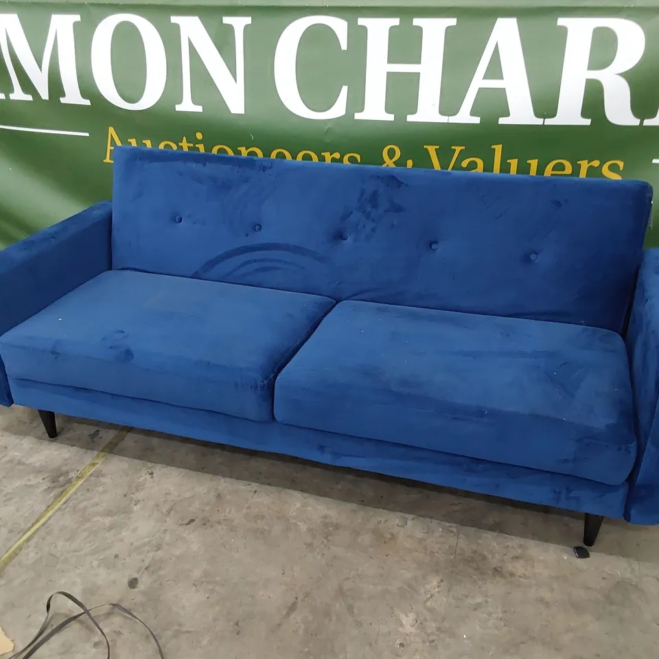 DESIGNER CLICK CLAK SOFA BED PLUSH BLUE FABRIC 