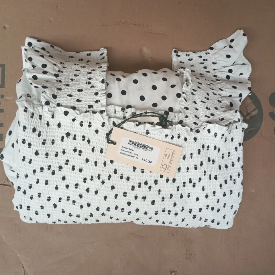 RIXO KENDALL DRESS IN BOHEMIA SPOT IVORY SIZE UK 8