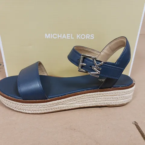 BOXED PAIR OF MICHAEL KORS RICHIE ESPADRILLE FAUX LEATHER SHOES IN NAVY - US 8.5M