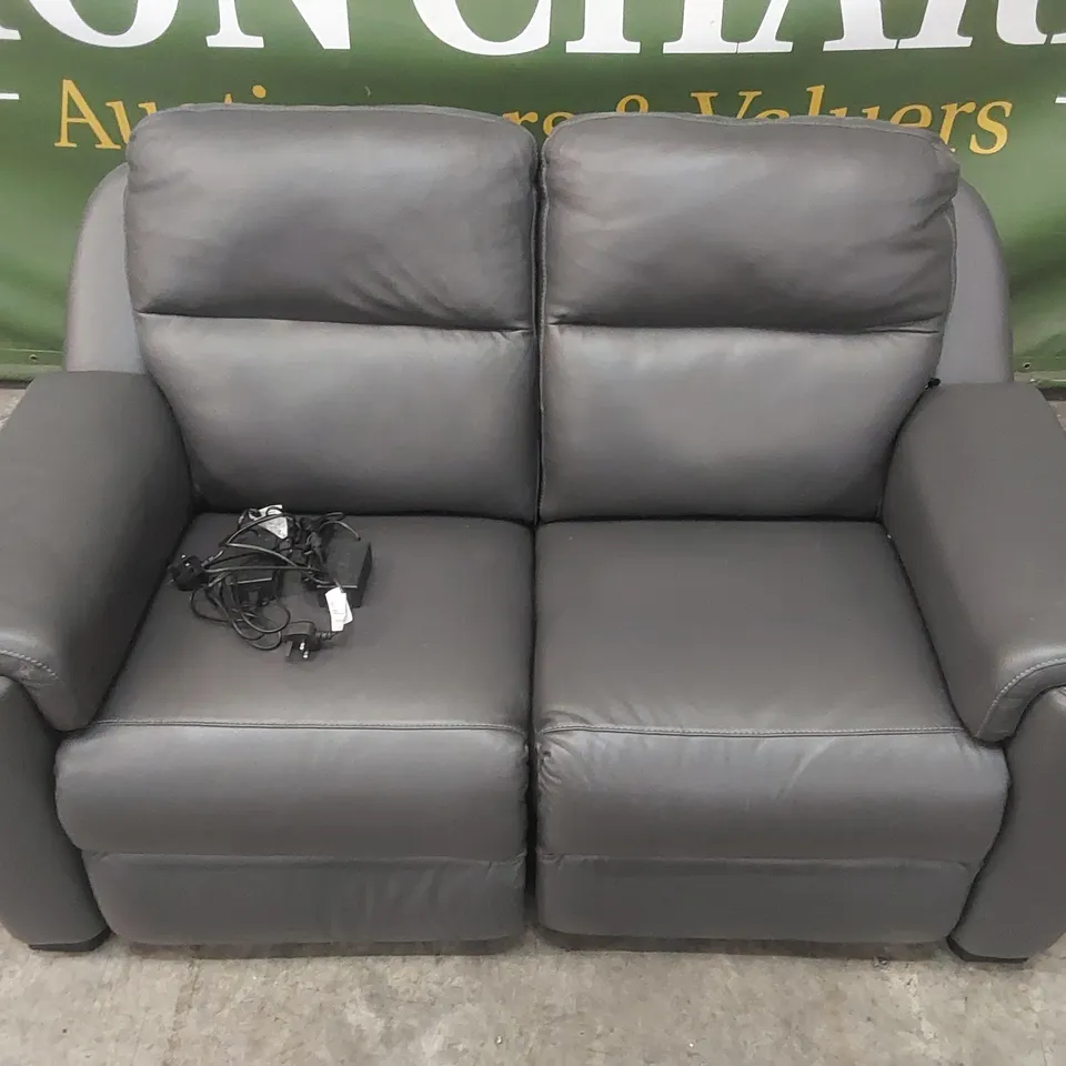 QUALITY DESIGNER ITALIAN MADE LEATHER AVILA ELECTRIC RECLINER SOFA - DARK GREY
