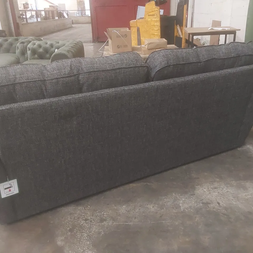 DESIGNER HALSTOW 3 SEATER HIGH BACK FABRIC UPHOLSTERED SOFA - CHARCOAL 