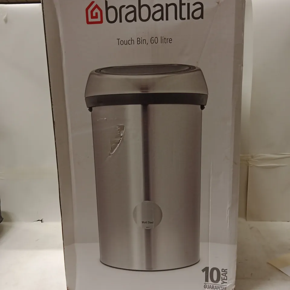 BRABANTIA TOUCH BIN 60 LITRE – STAINLESS STEEL (BOXED)