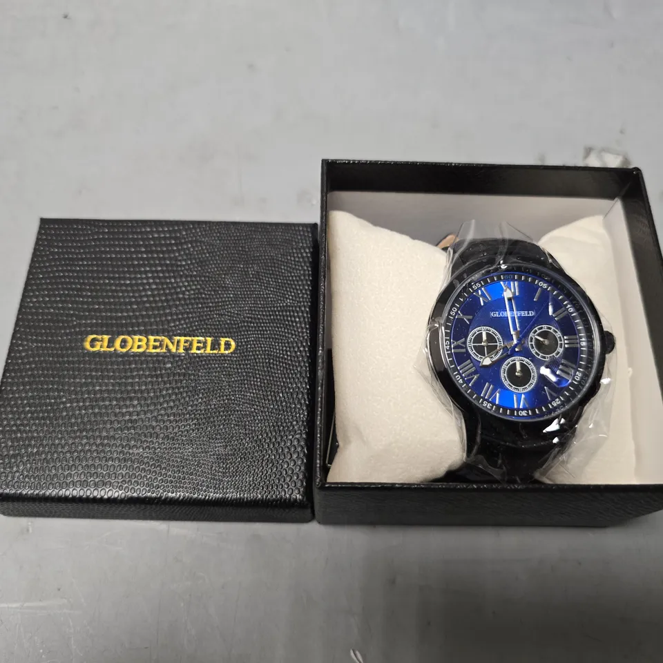 BOXED GLOBENFELD ROMAN CHRONO BLUE WATCH