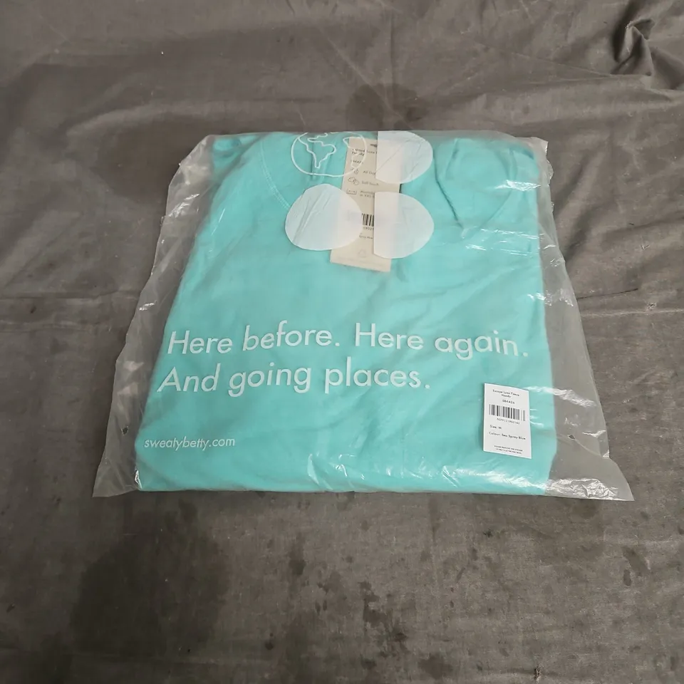 SWEATY BETTY ESCAPE LUXE FLEECE HOODY SEA SPRAY BLUE SIZE M