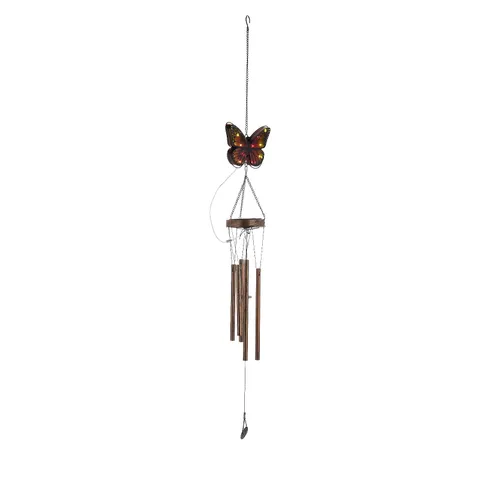 OUTLET GARDEN STORIES BUTTERFLY WIND CHIME WITH SOLAR LIGHT