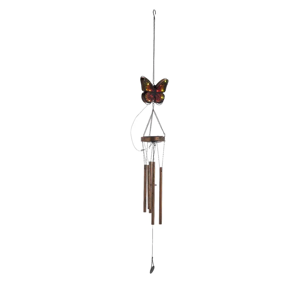 OUTLET GARDEN STORIES BUTTERFLY WIND CHIME WITH SOLAR LIGHT