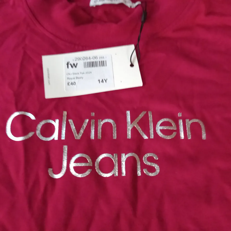 CALVIN KLEIN JEANS ROYAL BERRY T-SHIRT - 14Y