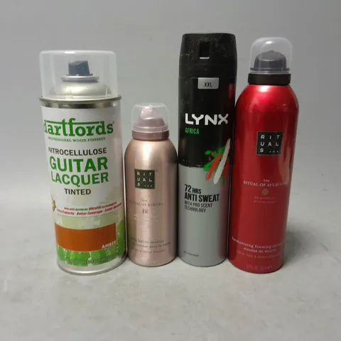 APPROXIMATELY 12 ASSORTED AEROSOLS TO INCLUDE - ,LYNX AFRICA , RITUALS MOUSSE DE DOUCHE ETC