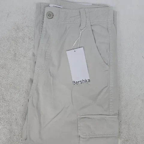 BERSHKA STRAIGHT MULTICARGO TROUSERS IN GREY SIZE UK 12