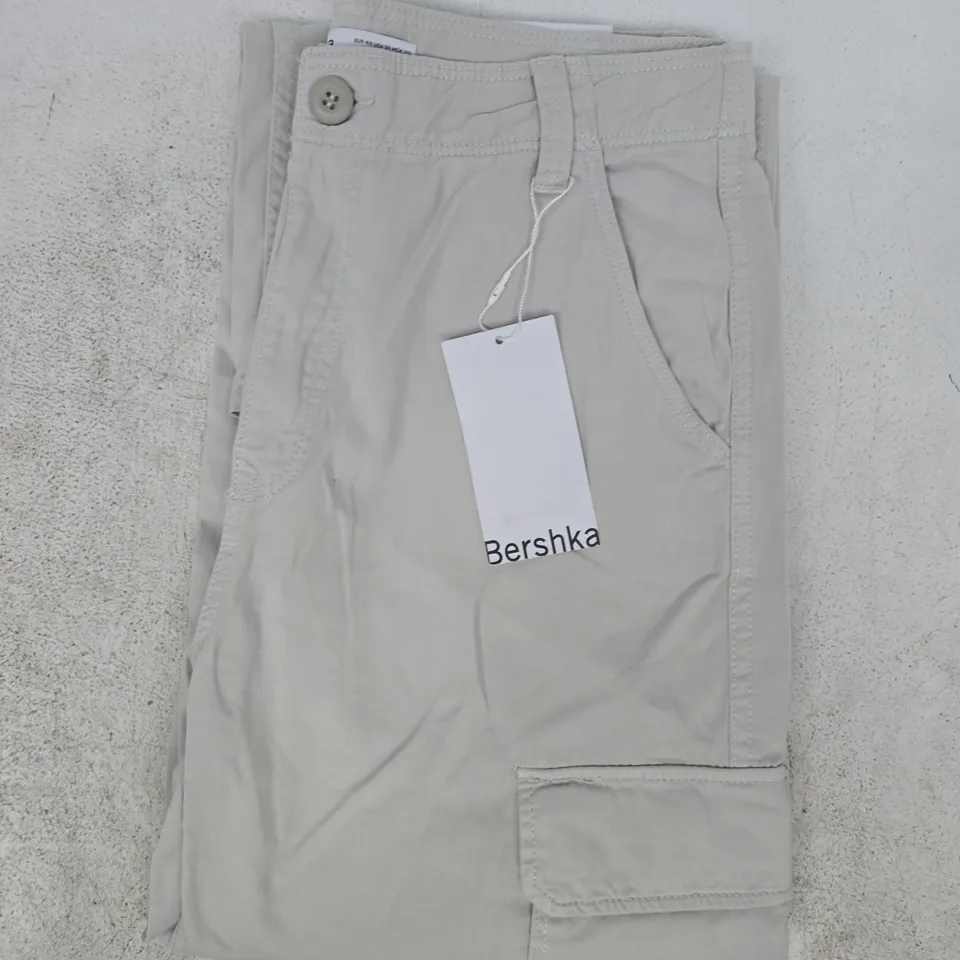 BERSHKA STRAIGHT MULTICARGO TROUSERS IN GREY SIZE UK 12