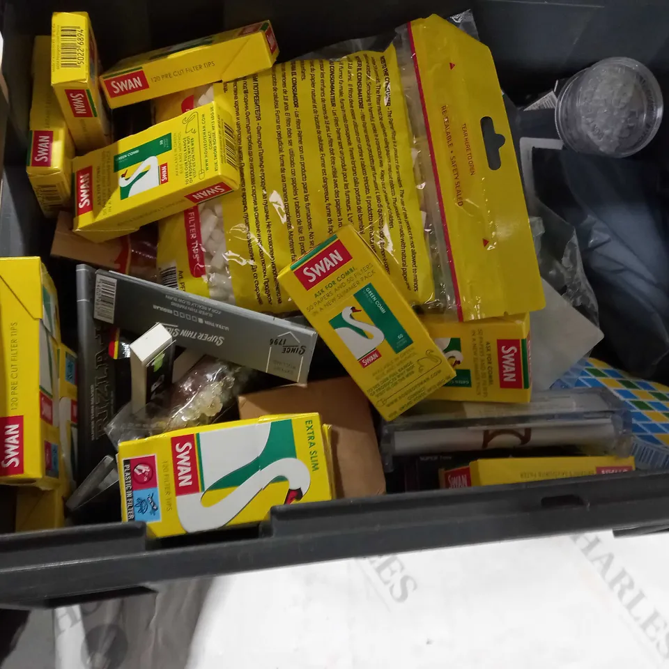 APPROX 30 HOUSEHOLD ITEMS TO INCLUDE SMOKE FILTERS, ROLLING PAPER