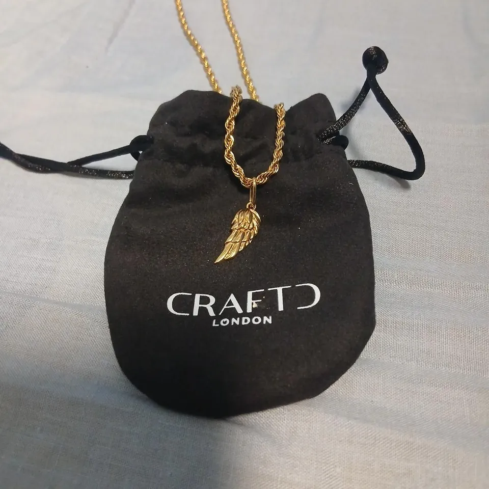 CRAFTD LONDON GOLD-TONE WING PENDANT NECKLACE