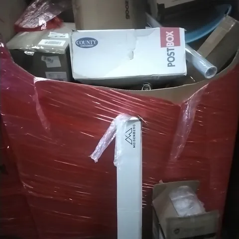 PALLET OF ASSORTED HOUSEHOLD GOODS AND PRODUCTS TO INCLUDE; AIR COOLER, BOXED FURNITURE ETC
