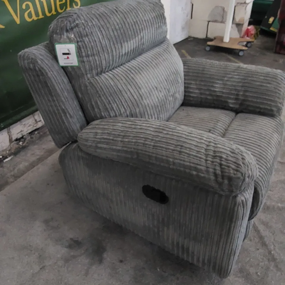 BARON FABRIC MANUAL RECLINER ARMCHAIR - CHARCOAL 