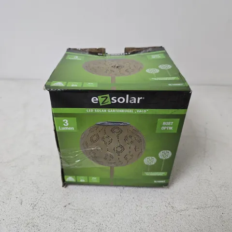 BOXED EZSOLAR GARDEN BALL IN RUST OPTIC