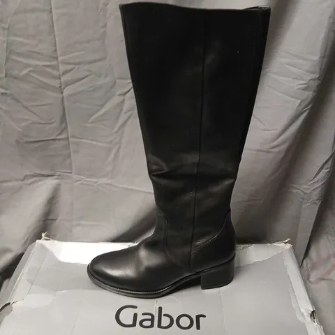 GABOR ISLA M BLACK LEATHER KNEE-HIGH BOOTS - UK 5.5 (EU 38) – BOXED