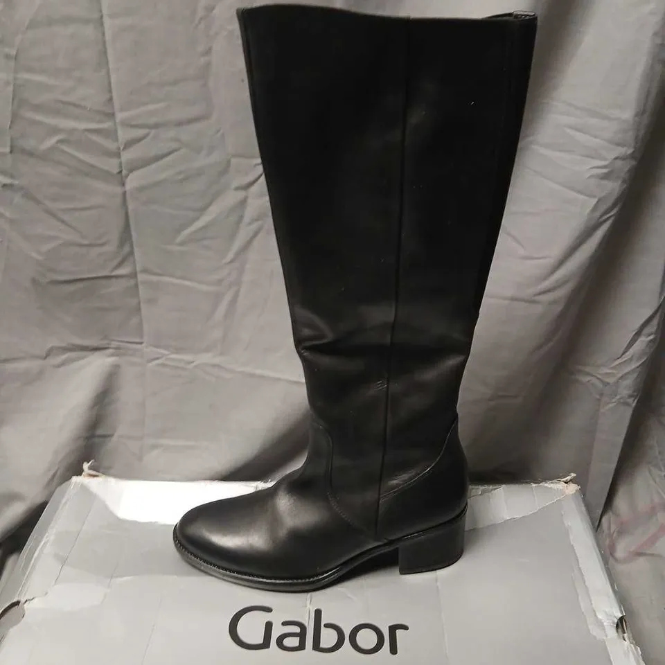 GABOR ISLA M BLACK LEATHER KNEE-HIGH BOOTS - UK 5.5 (EU 38) – BOXED