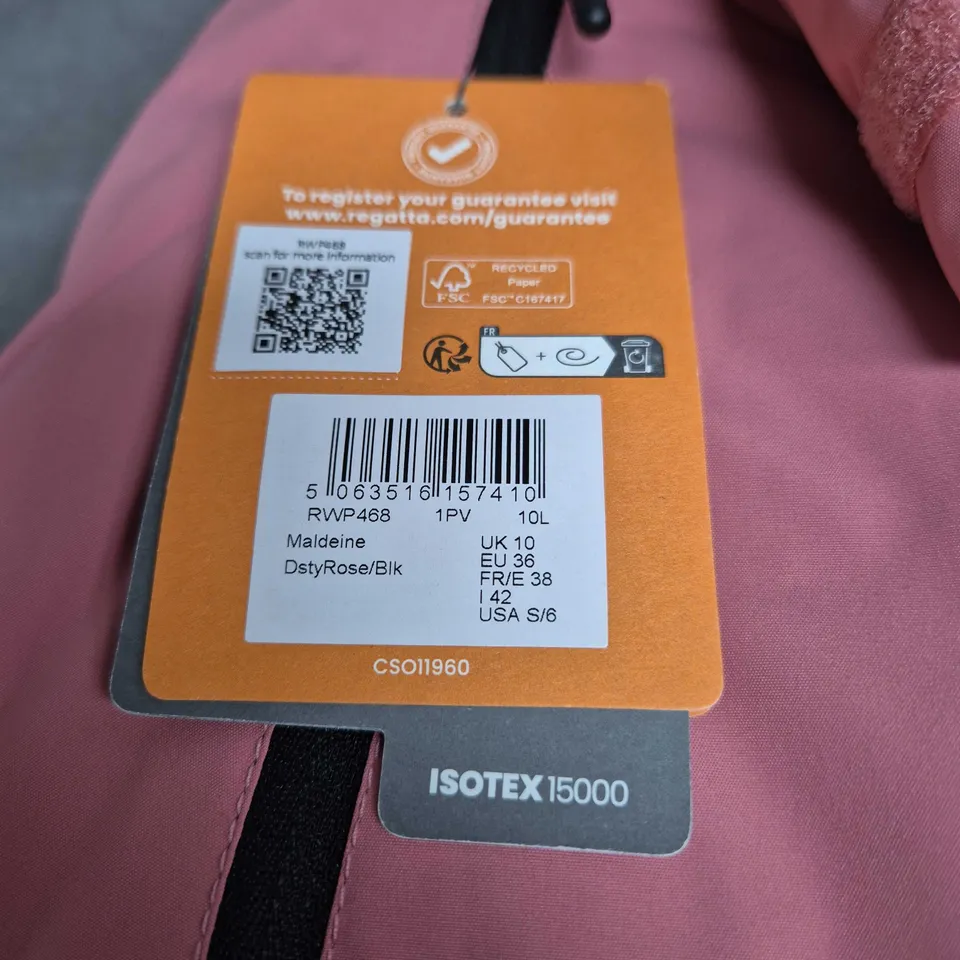 REGATTA GREAT OUTDOORS ISOTEX 15000 WATERPROOF JACKET – DUSTY ROSE/BLACK, UK 10
