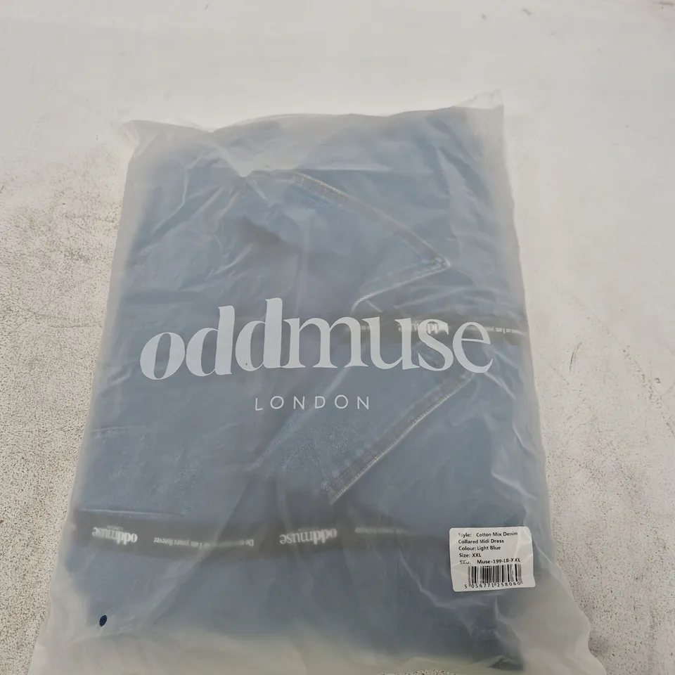 ODDMUSE LONDON COTTON MIX DENIM COLLARED MIDI DRESS – LIGHT BLUE – XXL