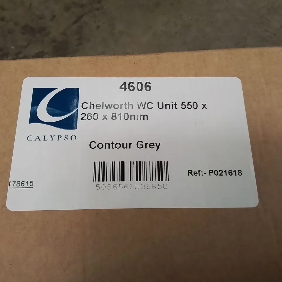 BOXED AS NEW CALYPSO CHELWORTH WC UNIT IN CONTOUR GREY - 550X260X810MM