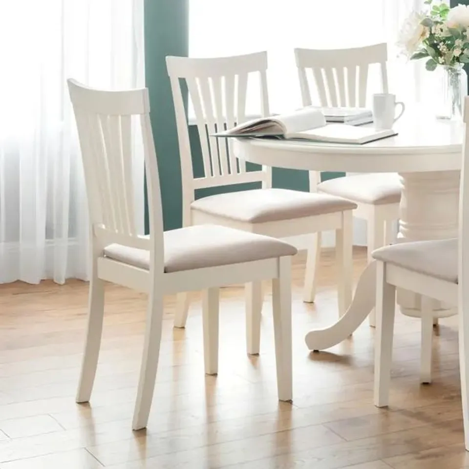 BOXED SET OF 2 JULIAN BOWEN STANMORE IVORY DINING CHAIRS (1 BOX)