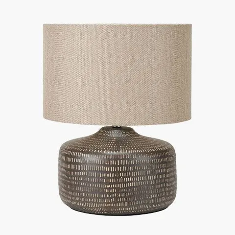 BOXED KAI EARTH COLOURED TEXTURED CERAMIC TABLE LAMP