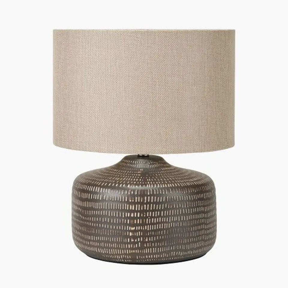 BOXED KAI EARTH COLOURED TEXTURED CERAMIC TABLE LAMP