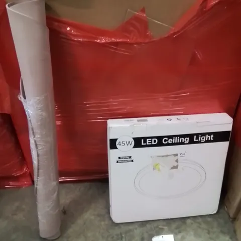 PALLET OF ASSORTED HOUSEHOLD GOODS AND PRODUCTS TO INCLUDE;LED CEILING LIGHT,PILATES MAT