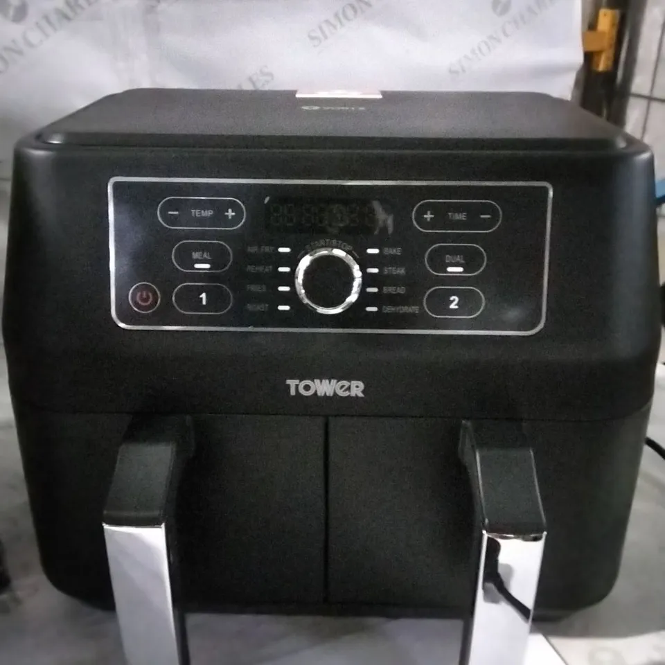 BOXED TOWER 8 LITRE DUAL BASKET AIR FRYER 