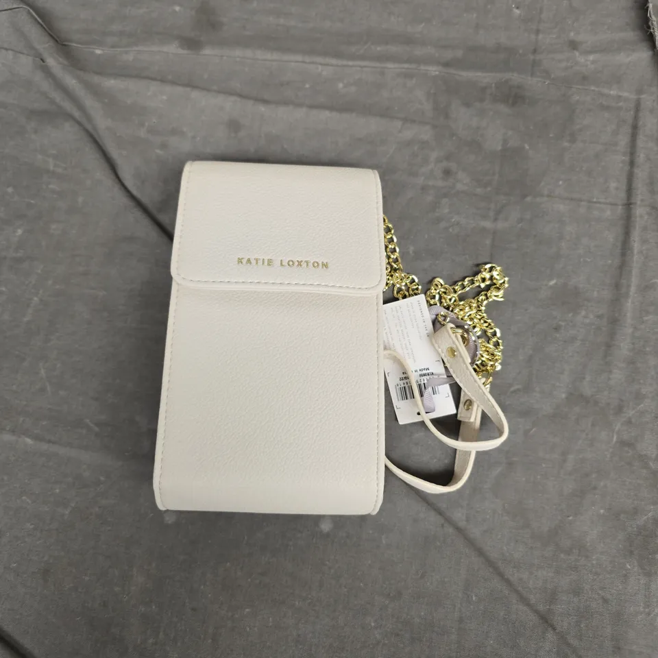 KATIE LOXTON WHITE CROSSBODY BAG WITH GOLD CHAIN STRAP