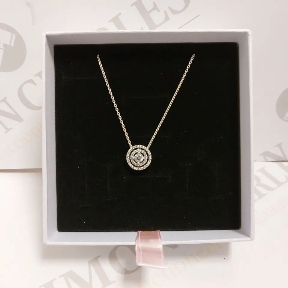 BOXED PANDORA SILVER ROUND CUT ANGELIC PENDANT