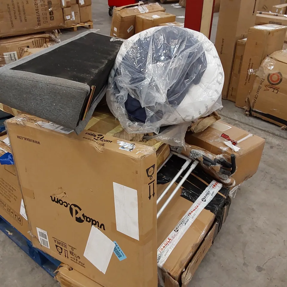 PALLET OF ASSORTED FURNITURE PARTS AND CONSUMER GOODS 