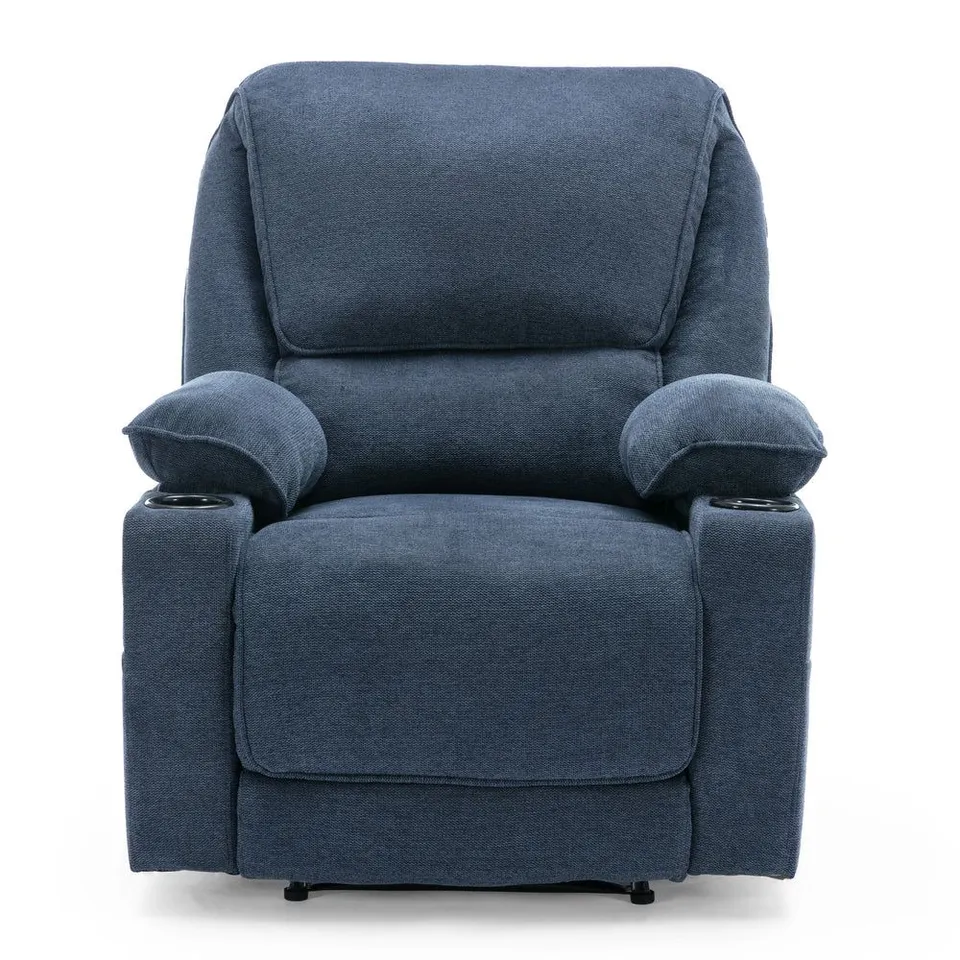 BOXED SYDNEY MANUAL FABRIC RECLINER CHAIR - BLUE (1 BOX)