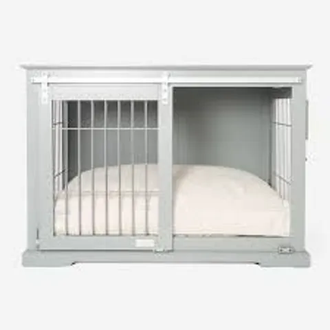 BOXED LORDS AND LABRADORS WOODEN SLIDING DOOR DOG CRATE - GREY (1 BOX)