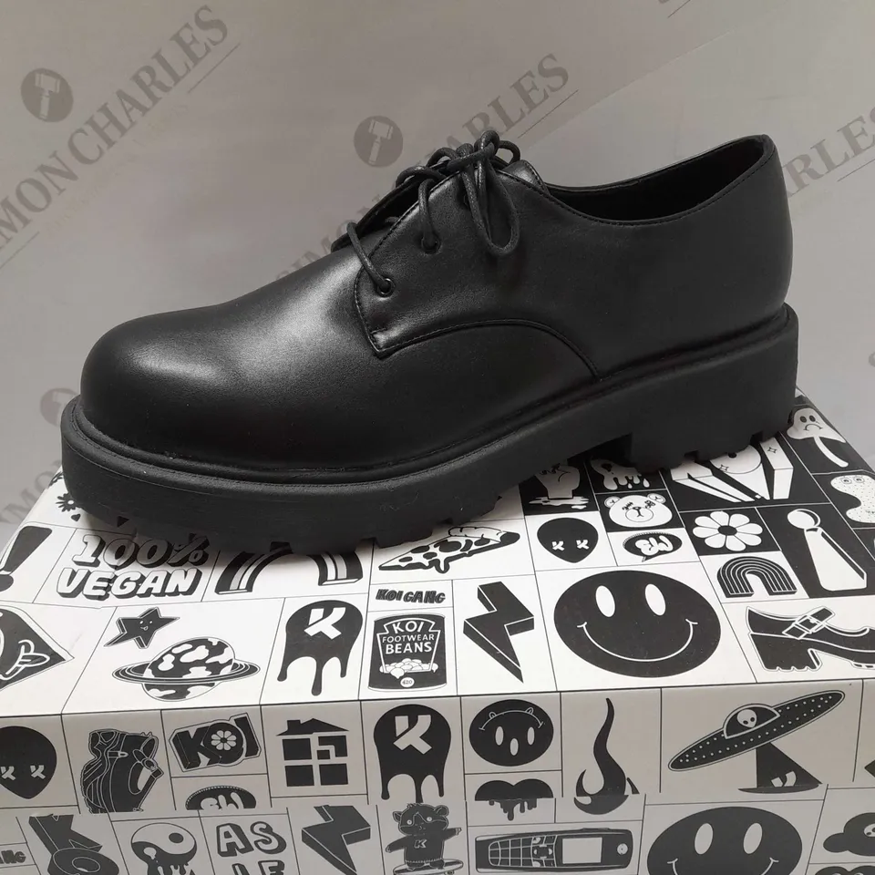 KOI FULL OF SECRETS LACE UP BLACK SHOES - SIZE 6