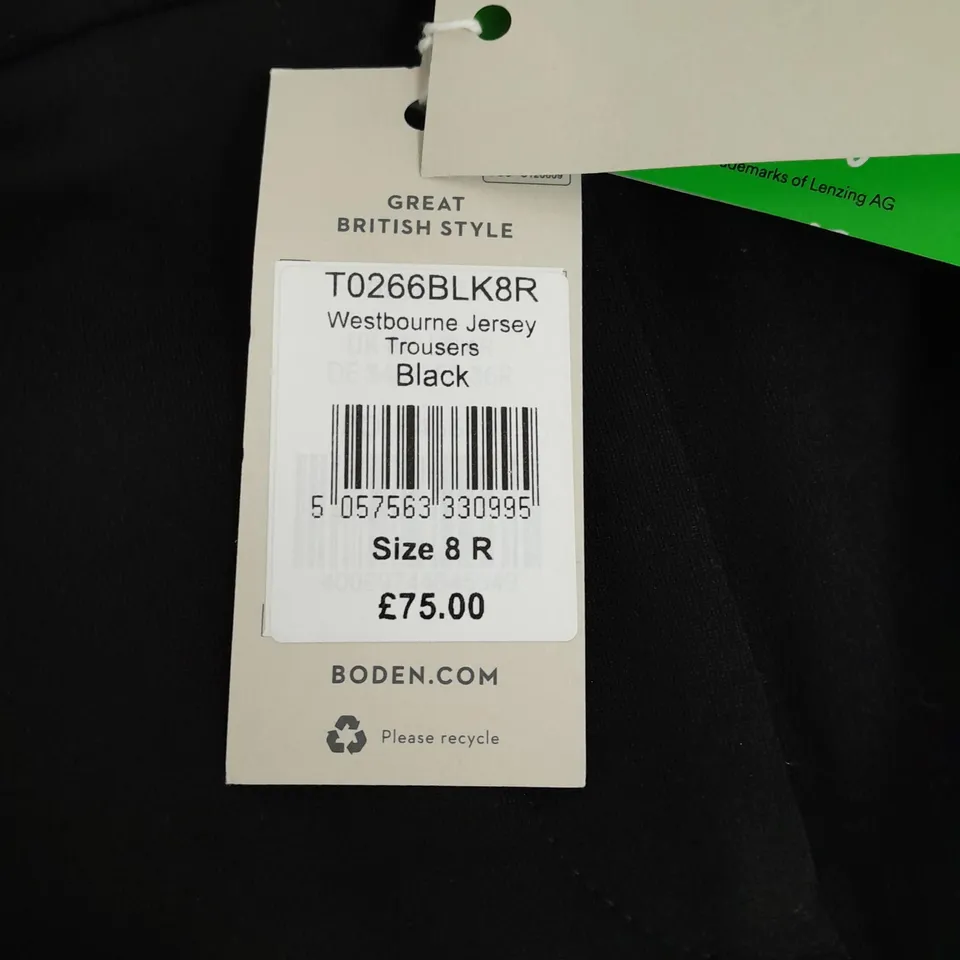 BODEN WESTBOURNE JERSEY TROUSERS IN BLACK - 8 REG