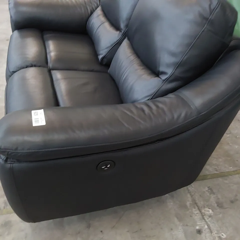 DESIGNER POWER RECLINING TWO SEATER SOFA DARK GREY LEATHER 