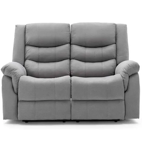 BOXED DESIGNER ELECTRIC 2 SEATER FABRIC RECLINER SOFA - GREY (1 BOX)
