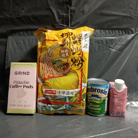 APPROXIMATELY 8 ASSORTED FOOD AND DRINK ITEMS TO INCLUDE CUSTARD, COFFEE PODS, ETC