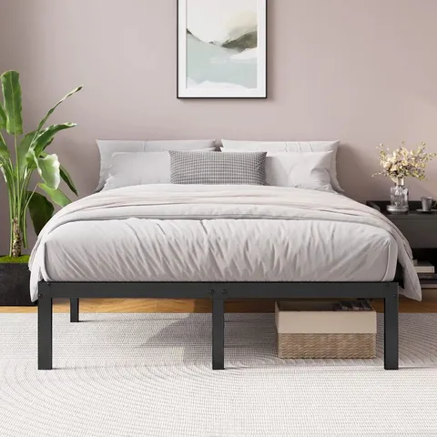 BOXED BARBIERI MODERN METAL PLATFORM BED FRAME WITH HEAVY DUTY STEEL - DOUBLE (1 BOX)