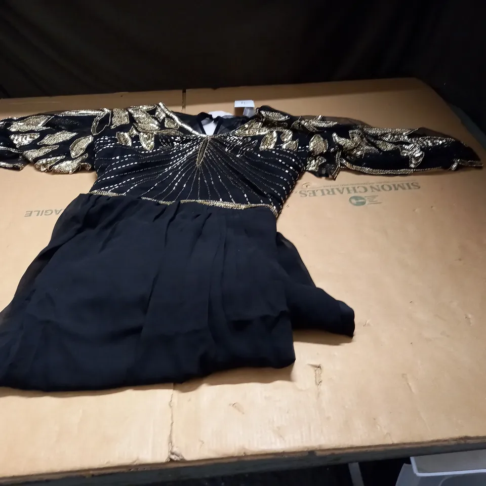 IN THE STYLE OF VIRGOS LOUNGE BLACK LONG DRESS SIZE 22