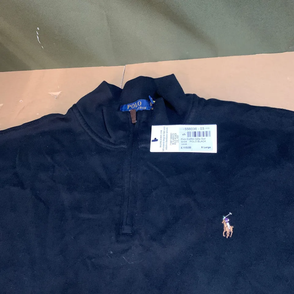 POLO RALPH LAUREN 1/4 ZIPPED KNITTED JUMPER SIZE XL