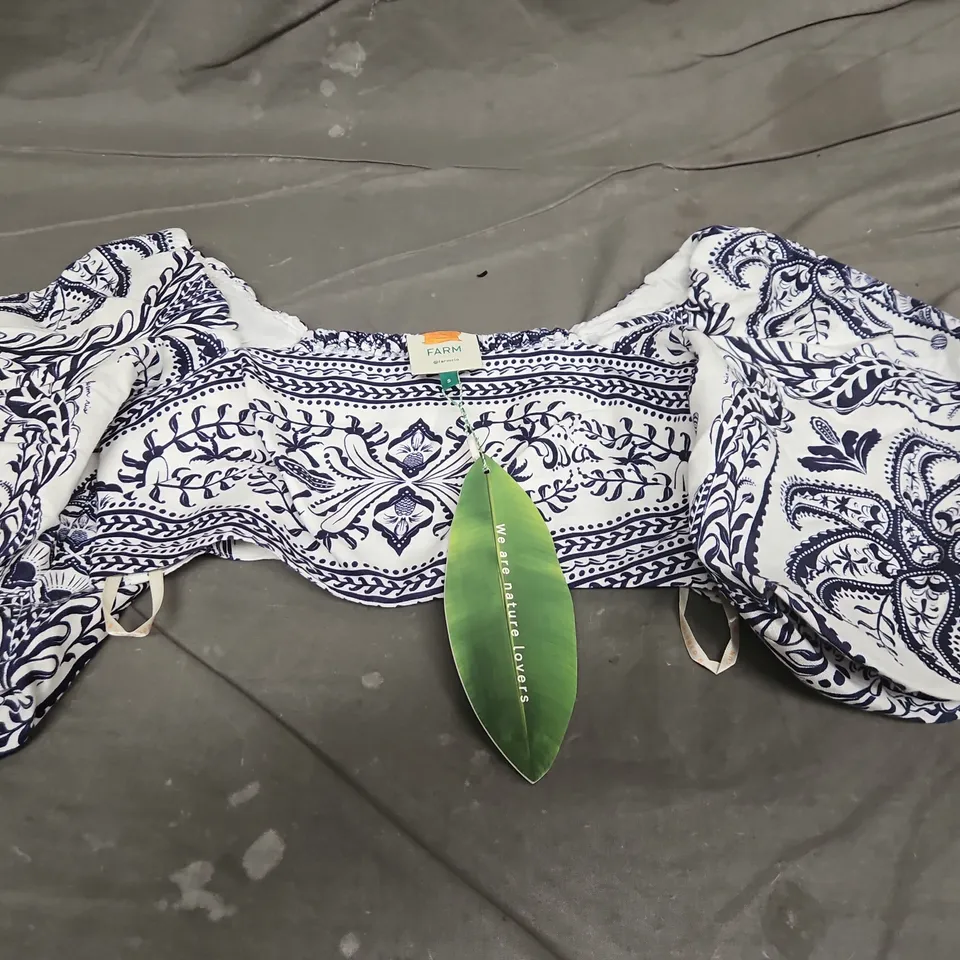 FARM RIO BLUE TROPICAL BLOUSE - SMALL