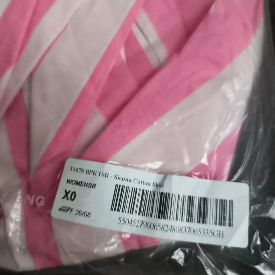 SIENNA COTTON SHIRT – PINK & WHITE STRIPE, UK 10R