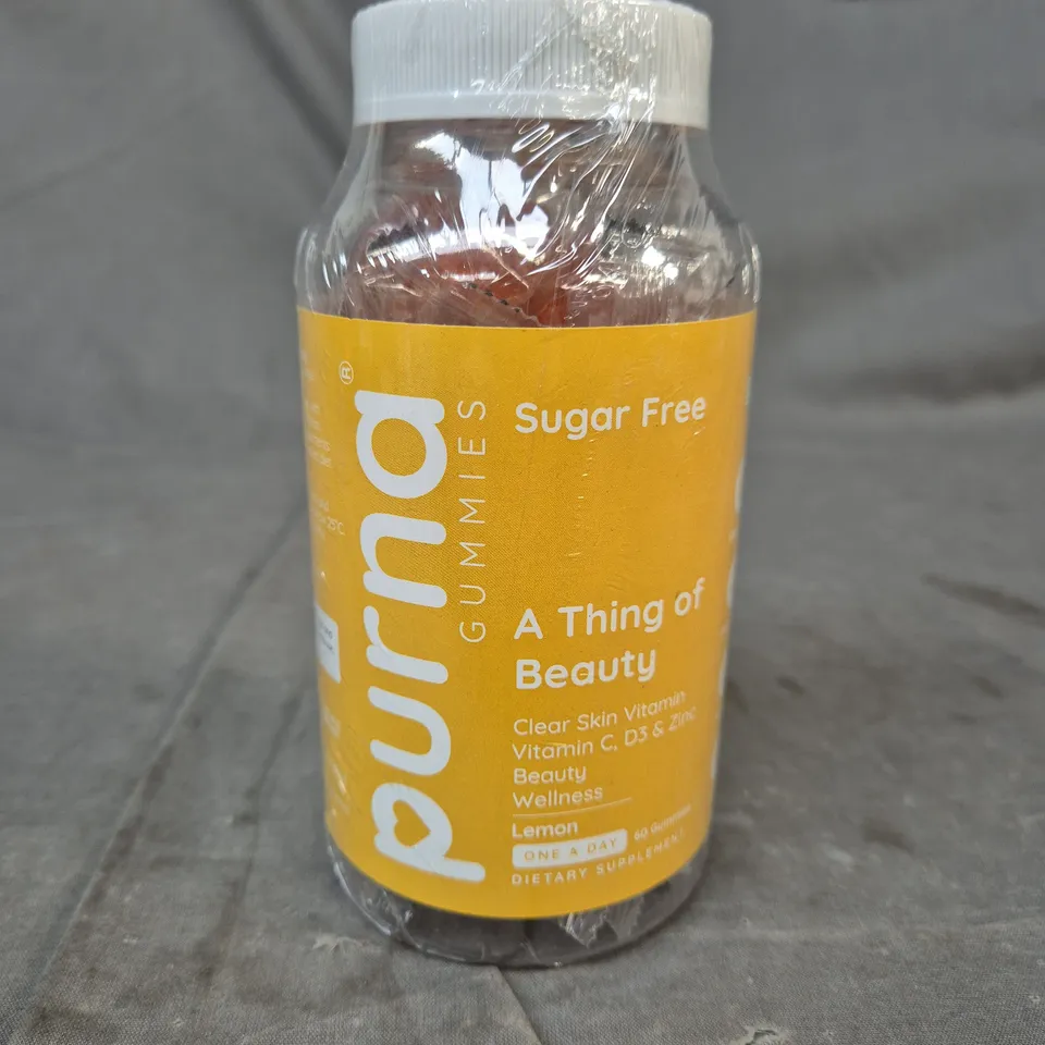PURA GUMMIES VITAMIN C LEMON GUMMIES – BRIGHT SKIN, SUGAR FREE – 24 BOTTLES