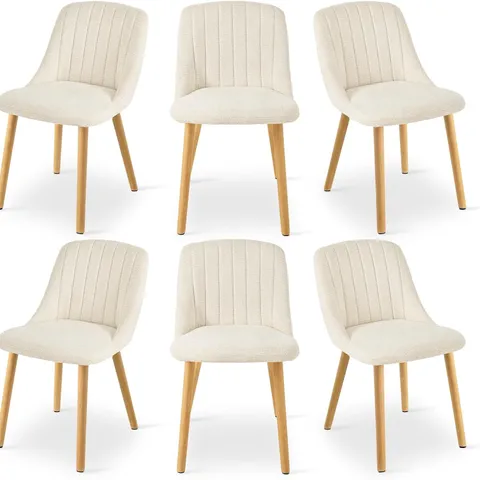 BOXED DINING CHAIRS, UPHOLSTERED ARMCHAIRS WITH WOODEN LEGS (SET OF 2) - WHITE (1 BOX)